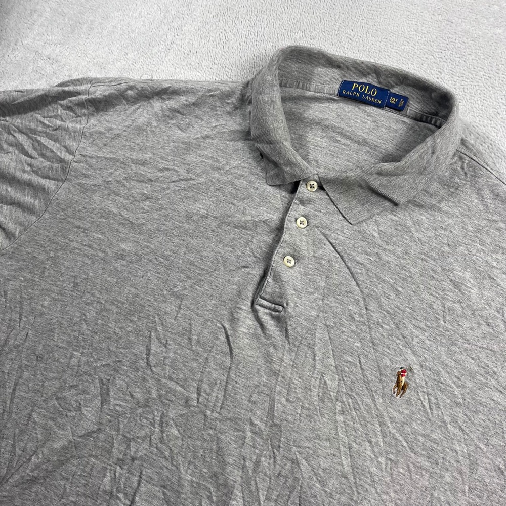 Polo Ralph Lauren Mens 2XLT Tall Heather Gray Short Sleeve Pony Logo Polo Shirt
